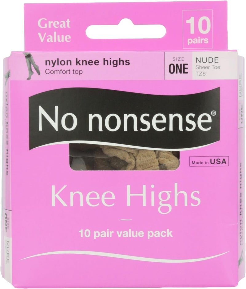 No Nonsense Knee Highs Value Pack - Nude Color, 10 Pairs - Image 1